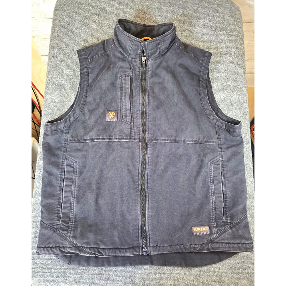 Ariat Rebar DuraCanvas Vest Mens XL Charcoal Gray Sherpa Lined 10023933